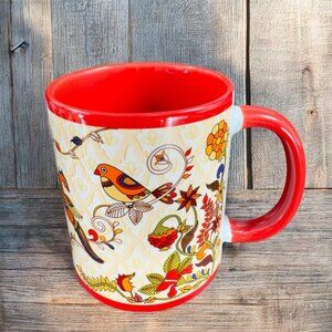 The Bombay Store Birds of Paradise Coffee Cup Mug Red Ceramic Mug Multicolor Cup